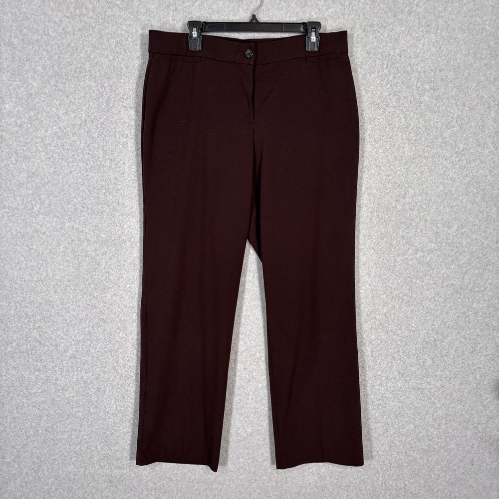 Briggs Dress Pants Size 14 Chocolate‎ Brown Ponte Elastic Waist Neutral Minimal